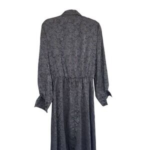 VTG 70s Caron Chicago Polka Dot Shirt Dress Black Sz 10 Long USA Union Made MCM